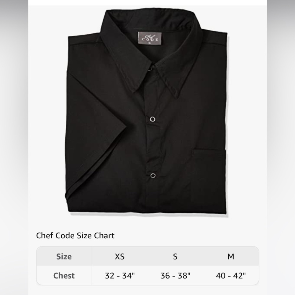 Chef Code Kitchen Basic Cook Shirt Black SMALL - NEW WITH TAGS